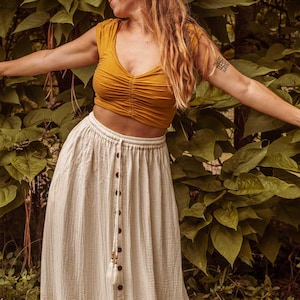 Top hippie bohemio de tencel de fibra de bosque, top de yoga acogedor de elastano, top tipo sujetador hecho a mano estilo chic Free People, top corto