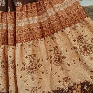 Bohemian Desert Solstice Tiered Soft Maxi Skirt, Hippie Boho Style Sun Moon Skirt, Earthy Neutral Natural Vibe Dress image 3
