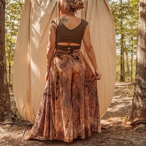 Bohemian Bodhi Free Flow Tie Dye Pants, Free Spirit Wide Leg Flare Palazzo Pants, Hippie Handmade Pants XS-4X image 5