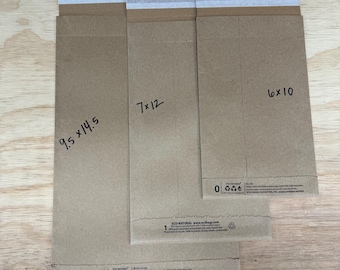 Sobre de envío ecológico de fibra de pulpa de madera sostenible, 100% reciclado y reciclable, con adhesivo de papel kraft.