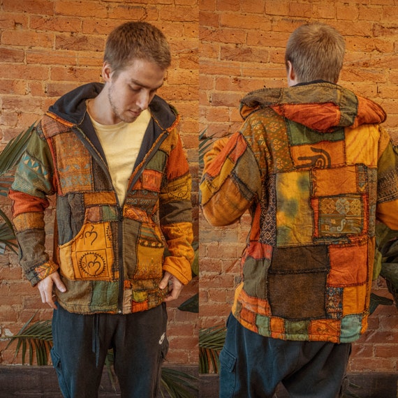 Men's Women's Earthy Unisex Hippie Patchwork Jacket Men's Women's Earthy Unisex Hippie Patchwork Jacket