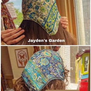 Silk Hippie Boho Bandana, Square Head Scarf, Unique Bohemian Hair Wrap, Personalized hippie gift, stocking stuffer, dog scarf dog bandana zdjęcie 7