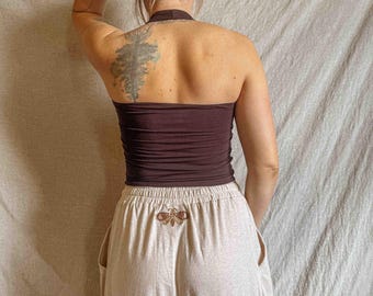 Organic EcoVero Double Layer Bra Top, Halter No-Tie Stretchy Natural Fiber Bra Top, Eco Friendly Yoga Tank, Eco Natural Active Wear