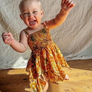 Vestido de hada hippie para niños, vestido de hada para bebés pequeños y jóvenes, conjunto de vestido con estilo hippie de los años 70, disfraz de hada hippie para niños del oeste