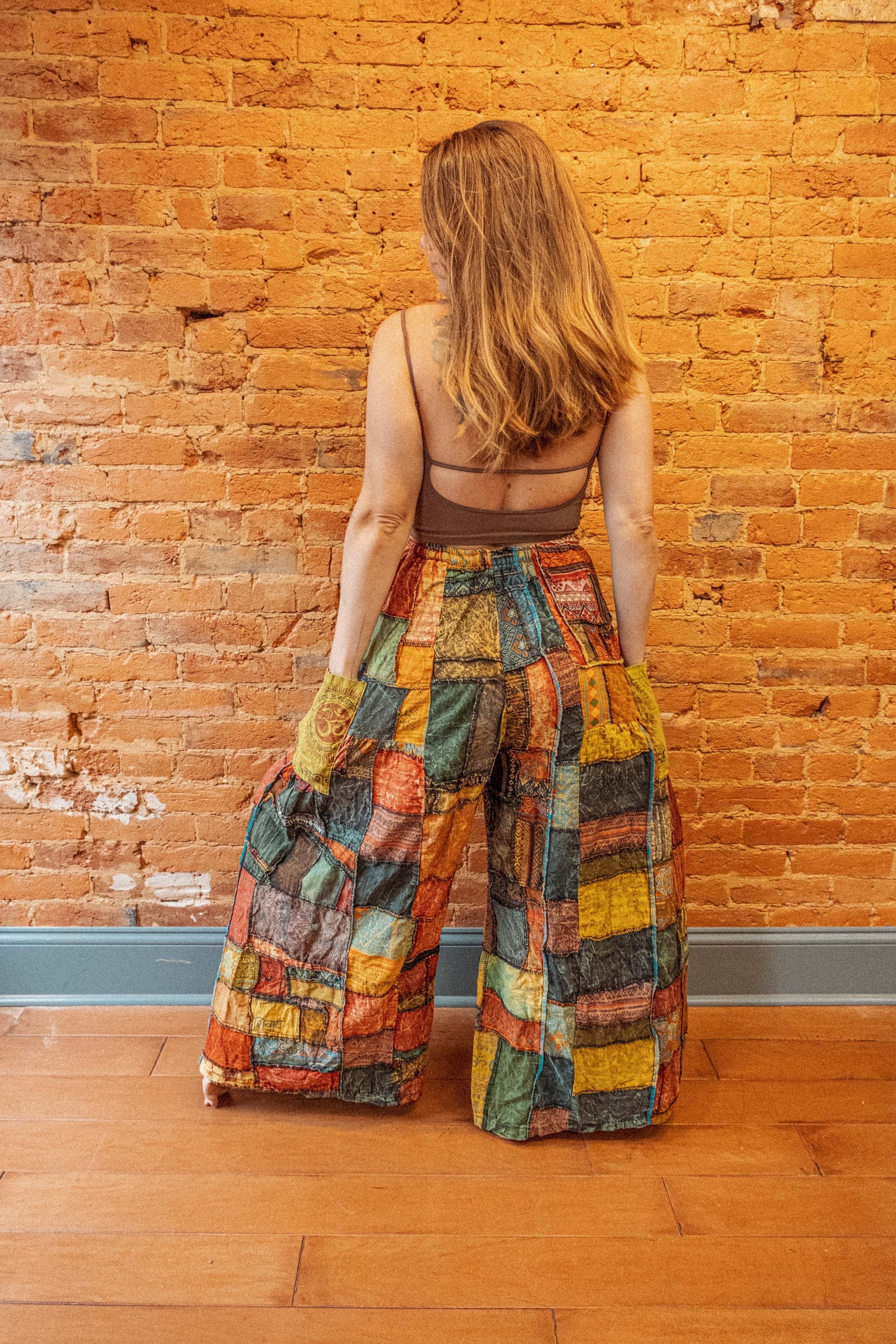 Hippie Boho Patchwork Wide-leg Pants, Flare Trousers, Grunge Hippie Boho Patchwork Wide-leg Pants, Flare Trousers, Grunge