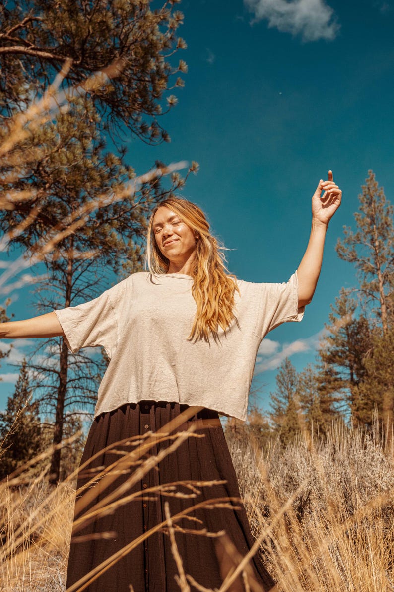 HEMP + Organic Cotton Oversized CROP T-shirt, Women's Hemp Boho Tee ...