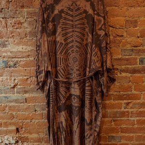 Organic Boho Chic Moondance Hand Dyed Duster Kimono, Open Front Tie Dye Cardigan, Hippie Flower Kimono Robe Jacket, Gift for her, Handmade