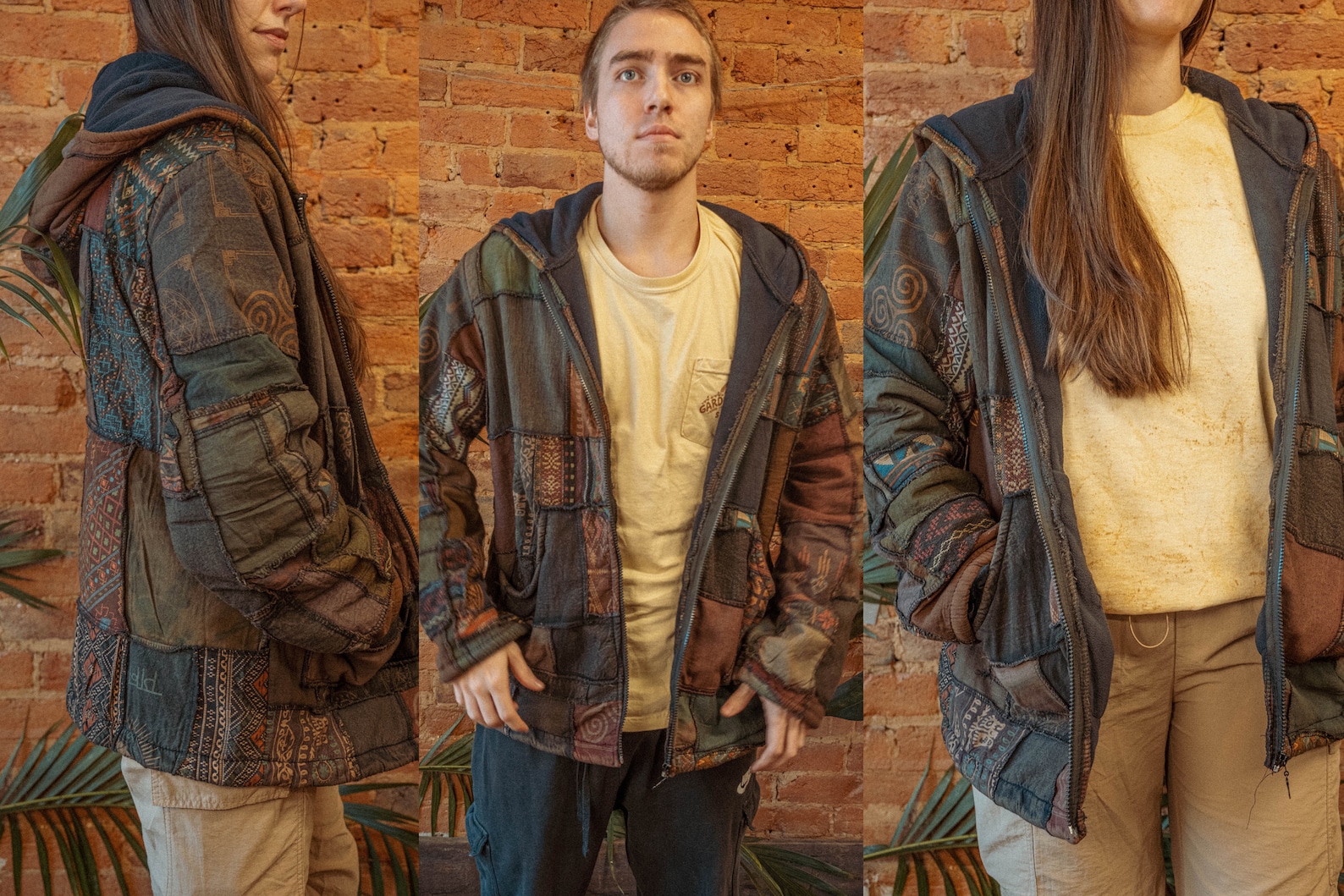 1970s Men's Hooded Hippie Woven Blanket Coat main image 0