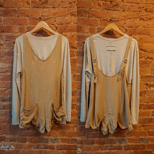 Conjunto de 2 peças de roupa de CÂNHAMO ORGÂNICO, macacão curto + camiseta de manga comprida de cânhamo, camiseta grande de algodão orgânico, bambu e cânhamo + macacão, suéter XS-4X