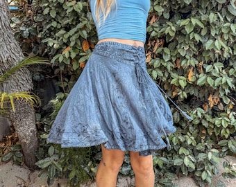 Hippie Boho Mini Corset Skirt, Embroidered Mini Skater Skirt, Flowy Cottagecore Skirt XS-4X