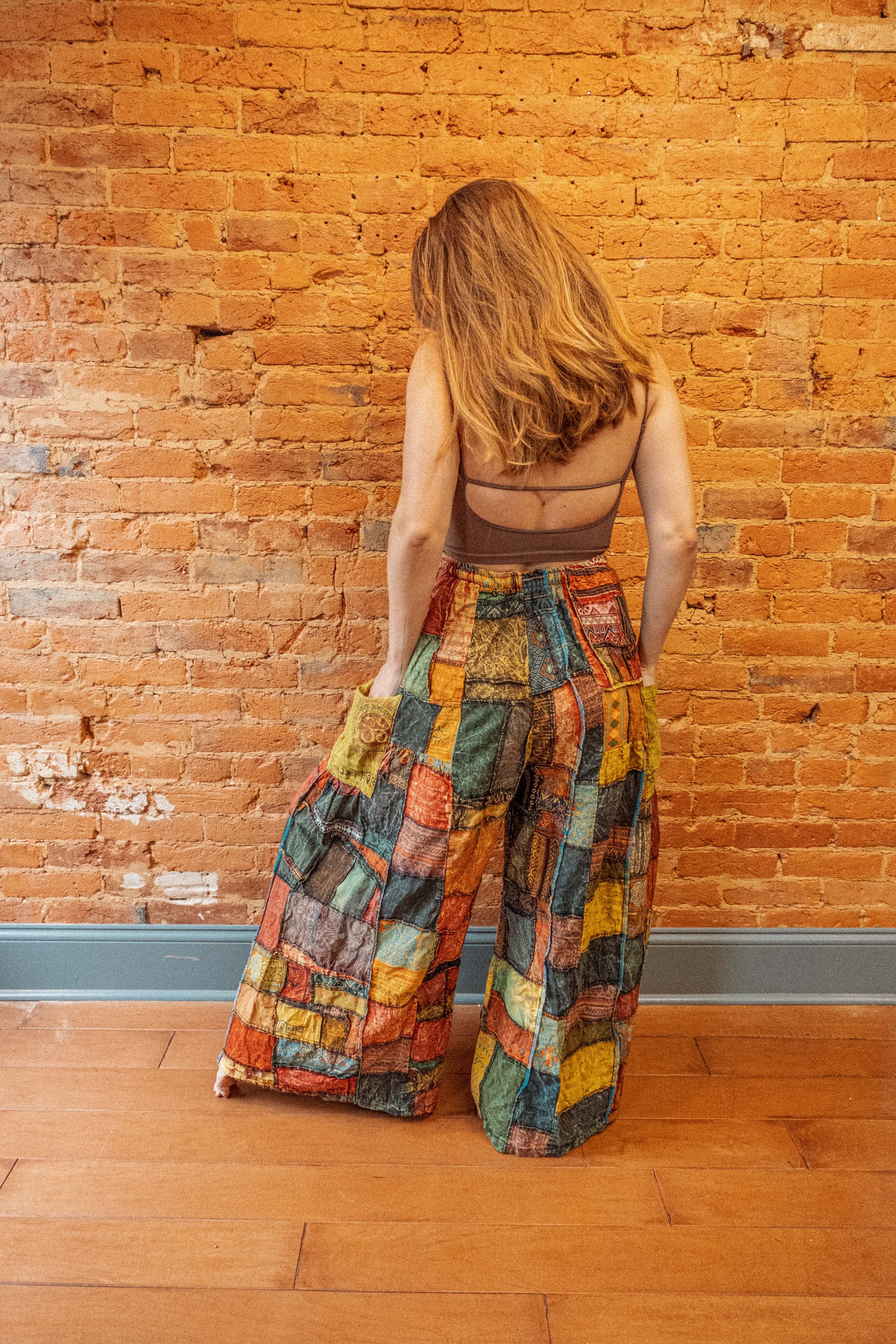贈り物 Hippie Grunge Trousers, Flare Pants, Wide-leg Patchwork Boho パンツ
