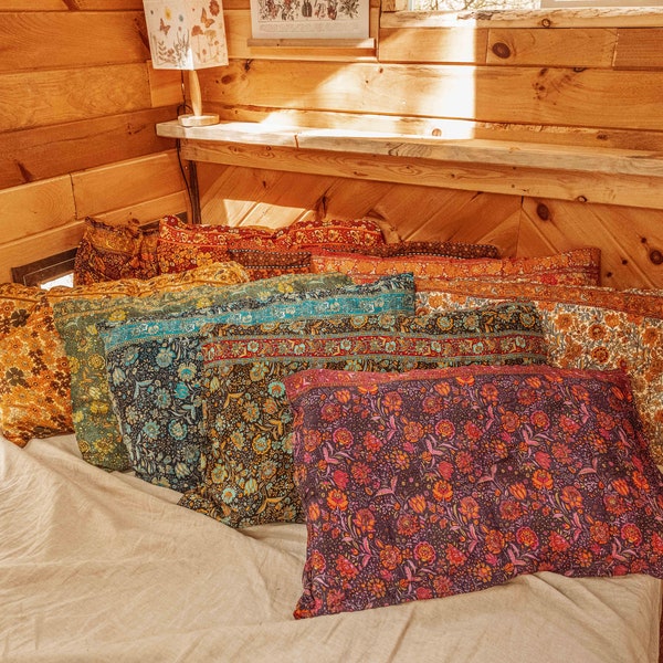 Bohemian Pillowcase, Luxury Hair Care Pillow Cover, Pillow Case, Floral Boho Bedding, Hippie Bedroom Home Decor, Twin Full Queen King
