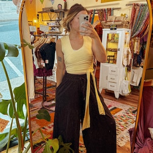 Organic EcoVero Stretchy Yoga Wrap Top, Natural Fiber Prana Wear, Festival Clothing, Wrap Vest Top, Multiway tie top, Handmade Yoga Top PLUS Gleam