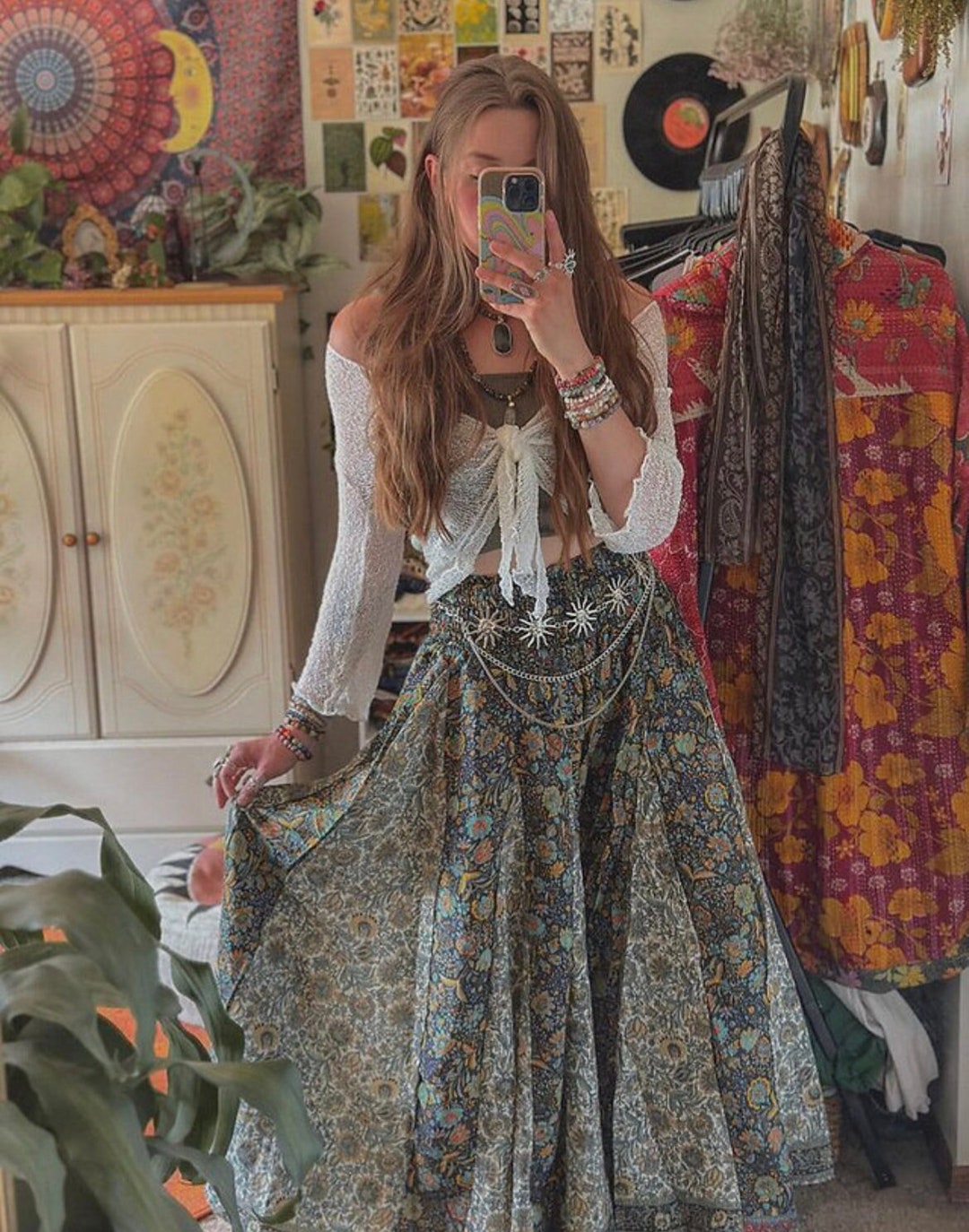 Boho Free Flow Flare Pants, Cozy Bell Bottom Flowy Pants, Hippie