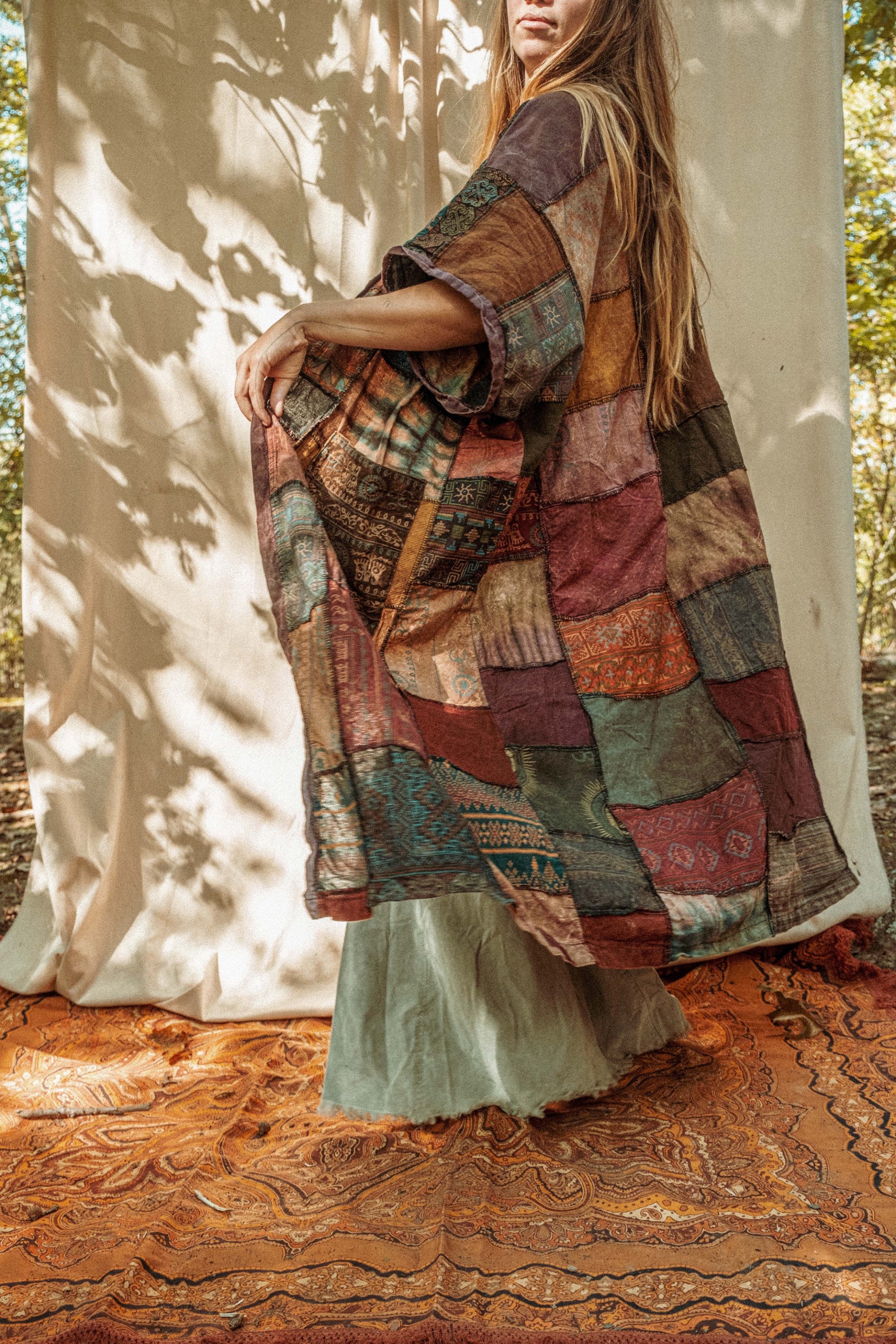 Fall Hippie Boho Men's Women's Patchwork Cotton Kimono