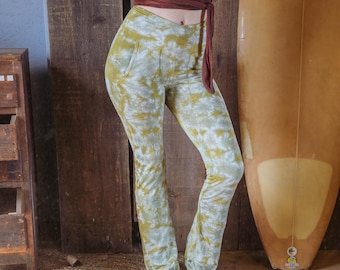 Hand Dyed Yoga Pants, Bootcut Crystal Dyed Thick Supportive Stretchy Yoga Pants
