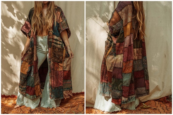 Fall Hippie Boho Men's Women's Patchwork Cotton Kimono Fall Hippie Boho Men's Women's Patchwork Cotton Kimono