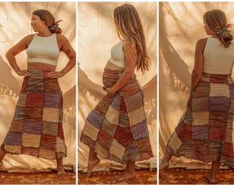 Hippie Style Patchwork Skirt, Boho Style Colorful Skirt, Grunge style hippie skirt XS-4X