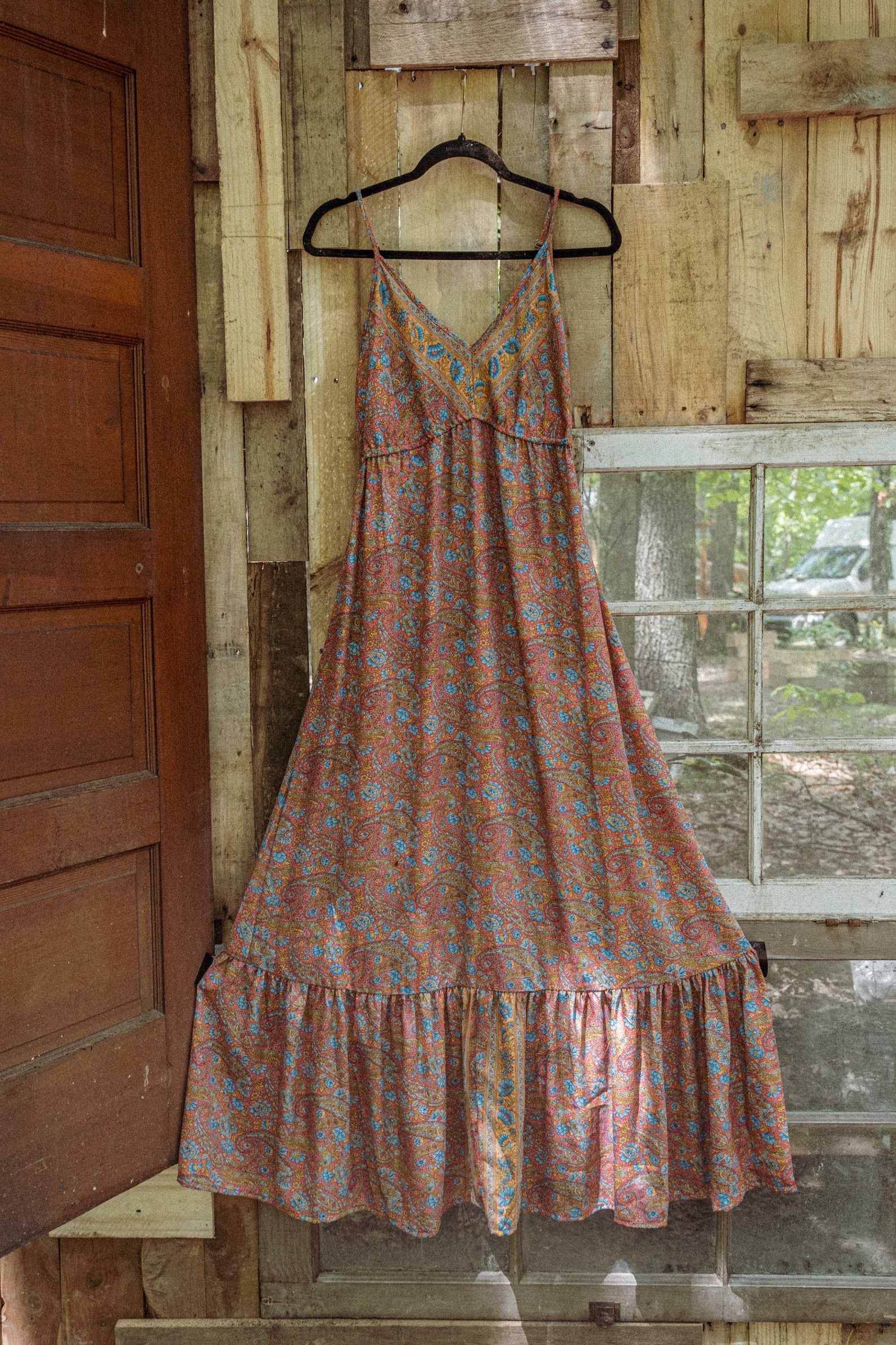 Boho Hippie Folk Silk Maxi Dress Spell Style Floral Full - Etsy