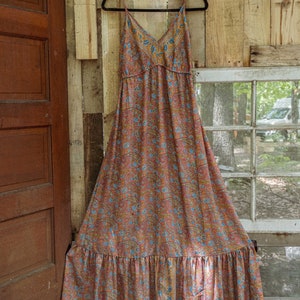 Boho Hippie Folk Silk Maxi Dress, Spell Style Floral Full Length dress, Bohemian flowy dress gown XS-2X, fall boho maxi dress, handmade image 6
