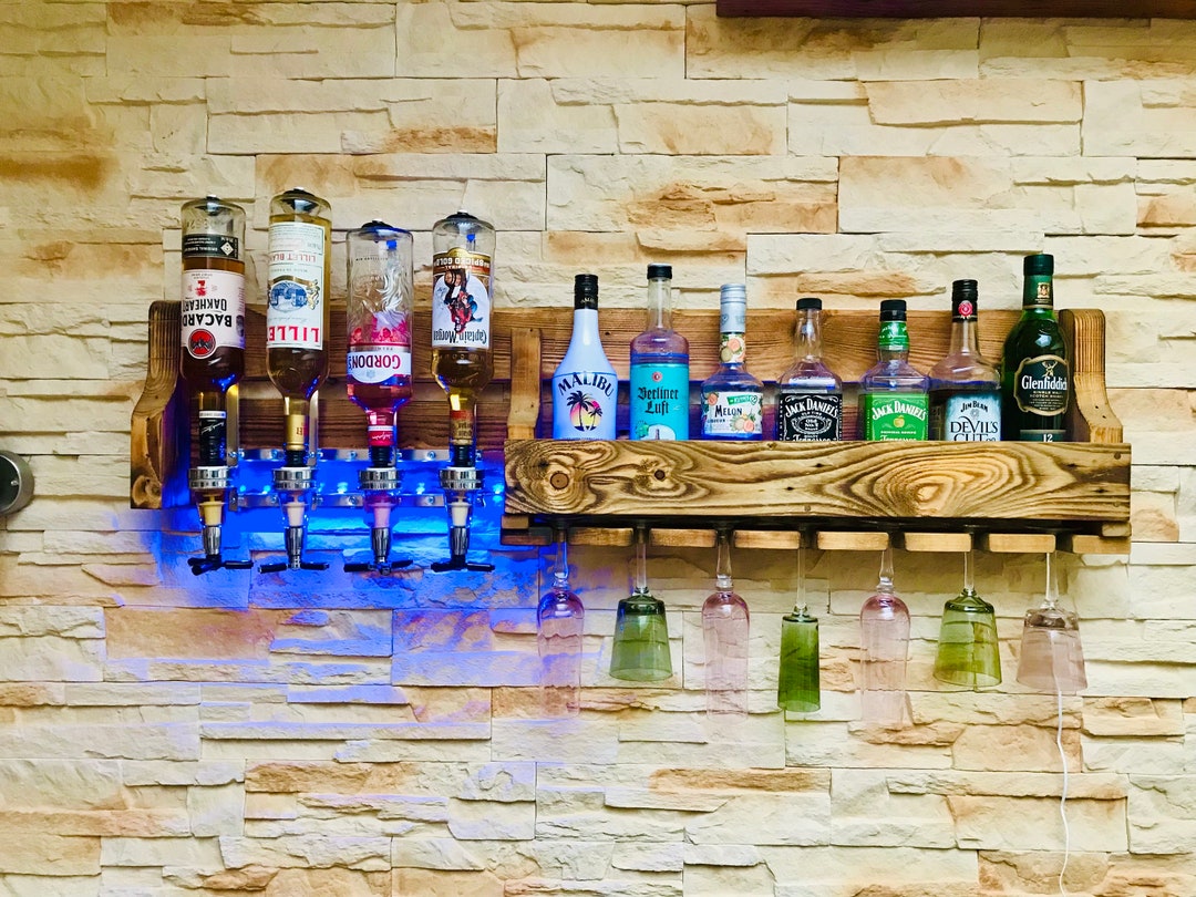 Wine Rack, Rustic Wall Bar 2 in 1, Cocktail Bar, Pallet Wine Rack
