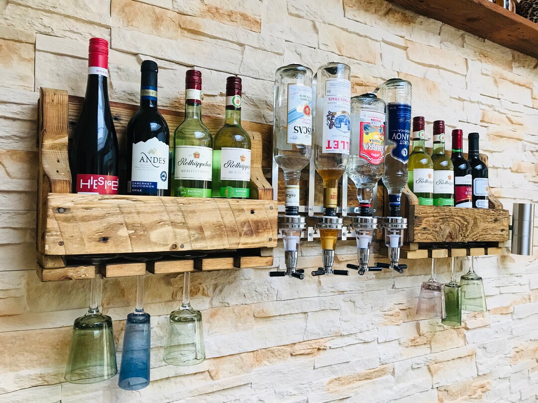 Wine Rack Bar Pallets Rustic Wall Bar Cocktail Bar Whiskey Etsy