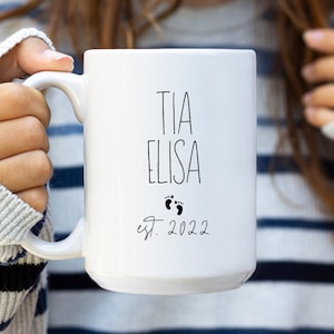 Tia Est Mug, Tia Gifts, New Tia Gift, Regalos Para Tia, Tia to Be, Promoted to Tia, Pregnancy Announcement Tia