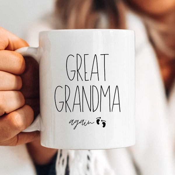 Great Grandma Again Mug, Pregnancy Announcement, Great Grandparent Again