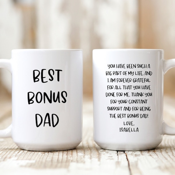 Bonus Dad Mug, Bonus Dad Gift, Step Dad Gift, Step Parent Gift, Personalized Stepdad Mug, Father in Law Gift