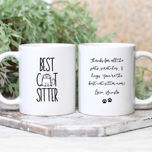 Best Cat Sitter Mug, Cat Sitter Cup, Cat Sitter Gift, Pet Sitter Gift, Personalized Gift for Cat Sitter, Thank You Cat Sitter