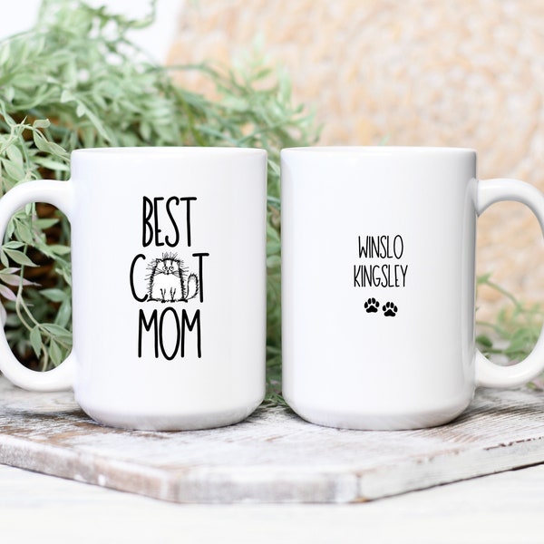 Cat Mom Mug, Cat Mom Gifts, Personalized Cat Mug, Best Mom Cat Coffee Mug, Cat Themed Gifts