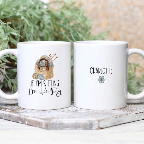 Knitting Mug, Gifts for Knitters, Personalized Knitting Coffee Mug, Crafting Gifts for Her, Gift for Sewer, Knitting Gift