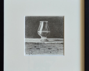 Glencairn Glas Nr. 3 Kohle Zeichnung 10x10cm auf Papier