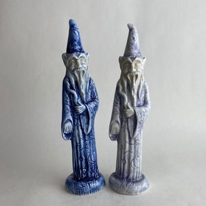 Vintage inspired ceramic skinny wizard Halloween figure / Halloween decor figurine, multiple color options.
