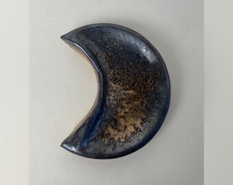 Moon decor occult gifts clay ring dish Moon jewelry dish gothic home d\u00e9cor Ceramic jewelry dish crescent moon