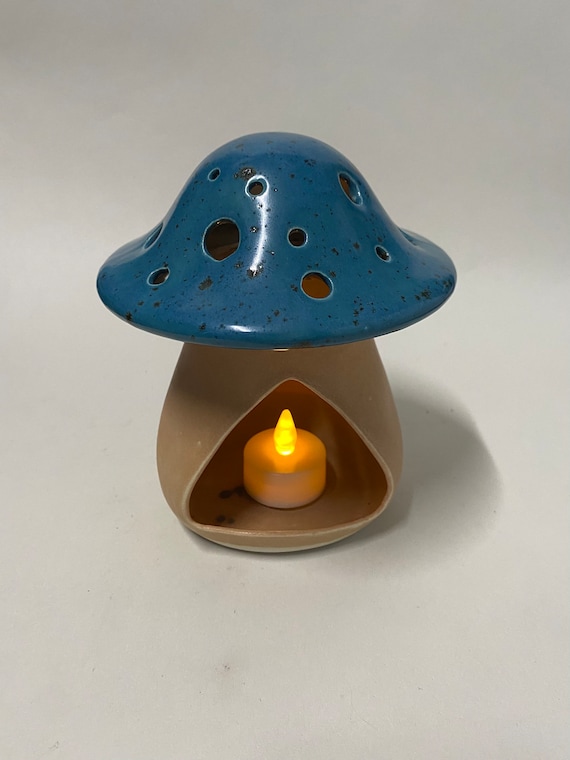 Ceramic Porcelain Mushroom Tea Light Candle Holder Incense