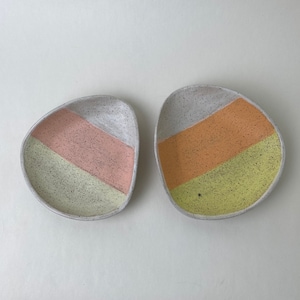 Wheel thrown ceramic candy corn dish / candy dish / Halloween decor, matte speckled colors
