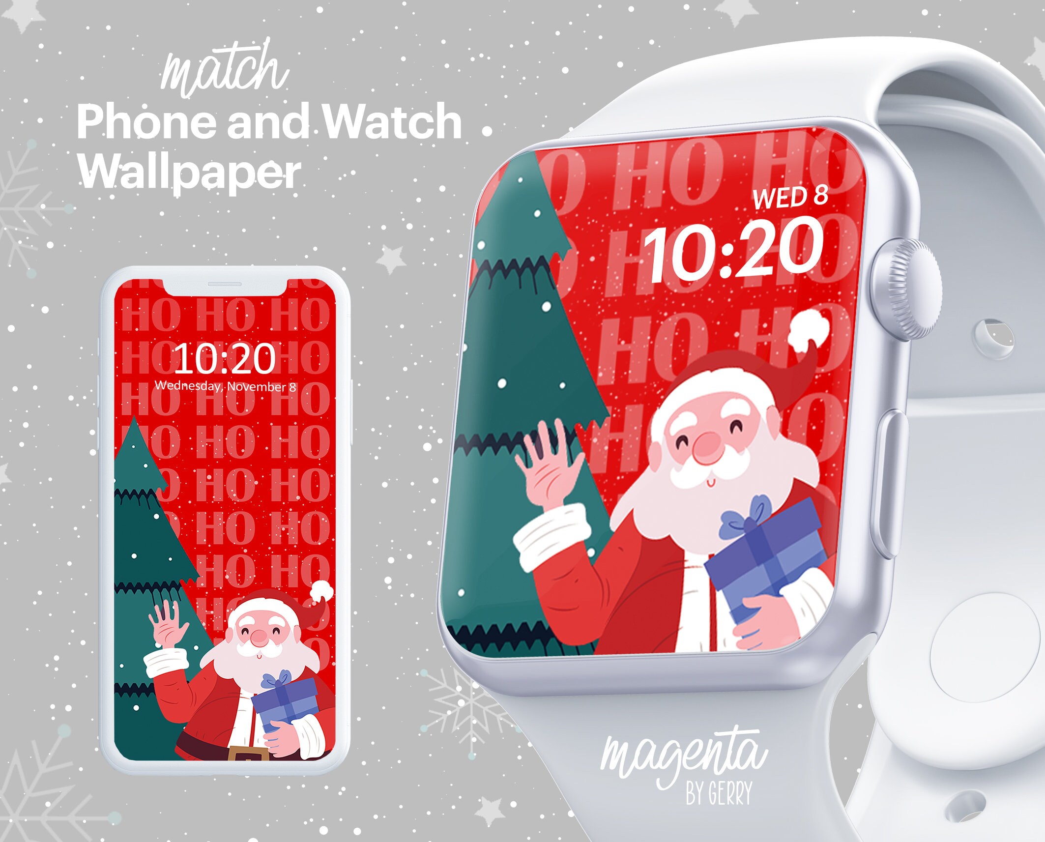 Apple Watch Wallpaper Joyeux Noël Apple Watch Face Design  Etsy
