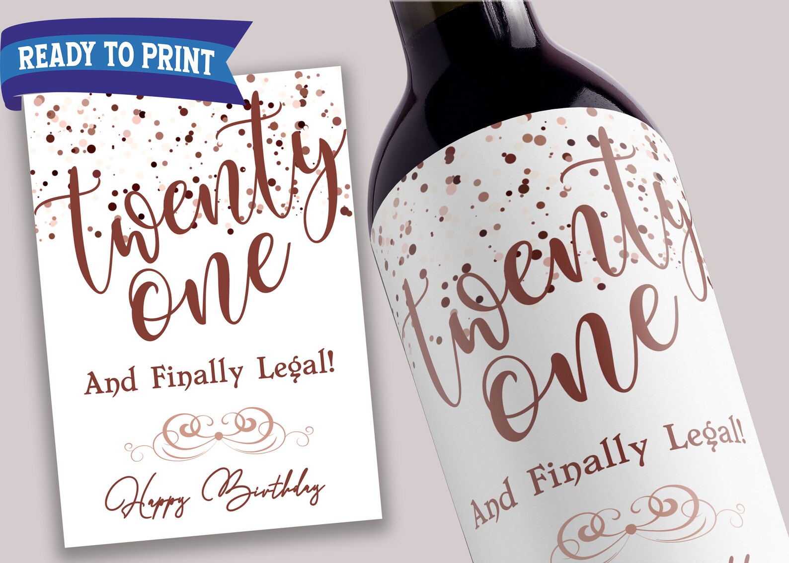 21st birthday wine labels printable instant download | Etsy