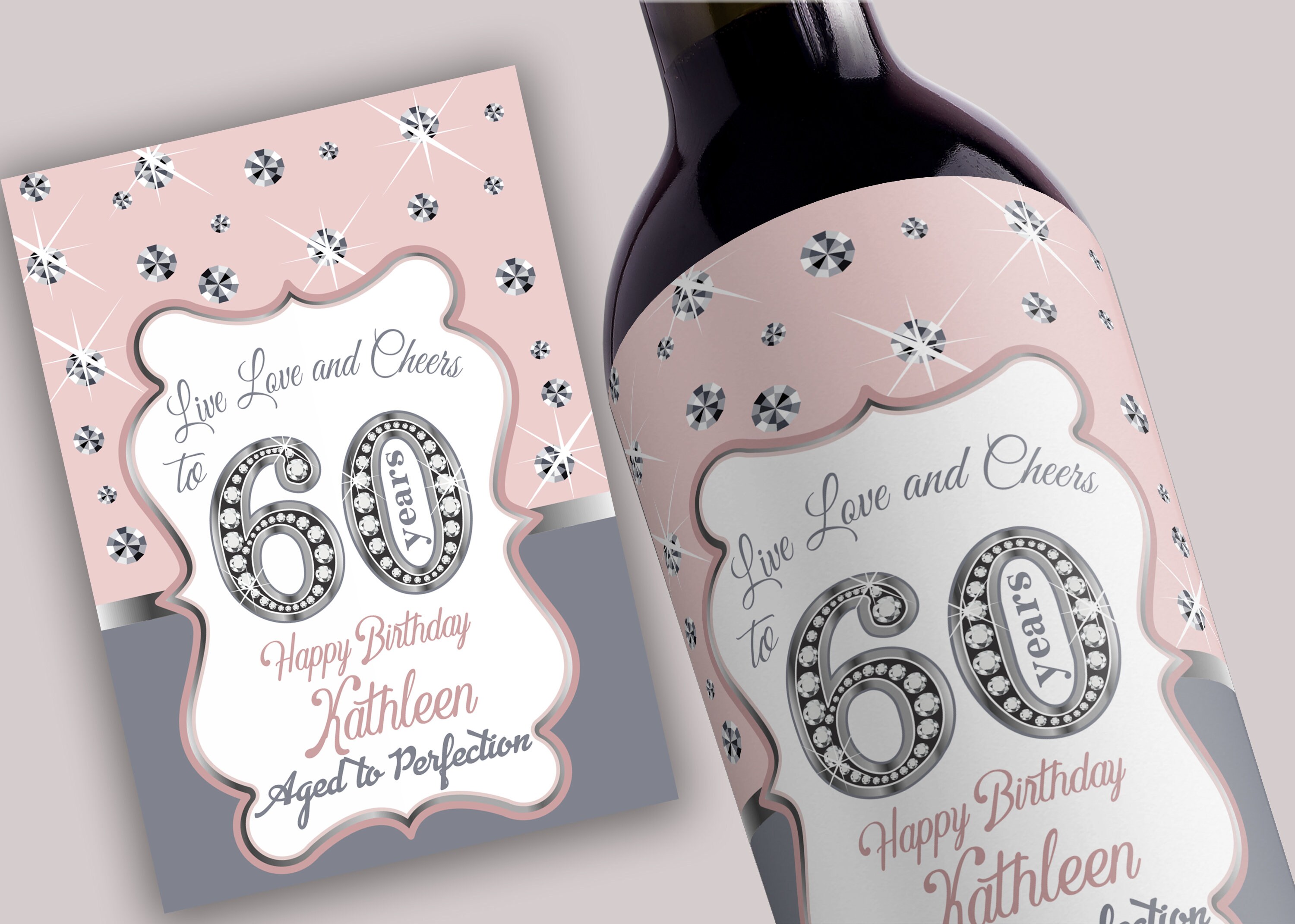 Personalized 60th birthday wine labels printable Etsy