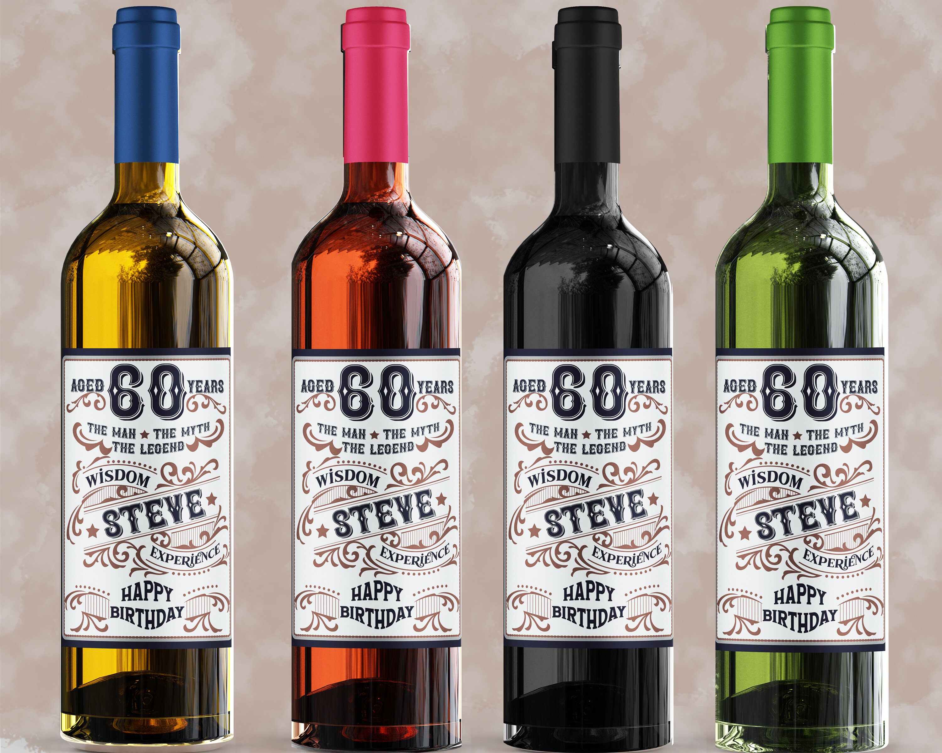 Personalized 60th Birthday Wine Labels Printable 750ml Etsy Australia