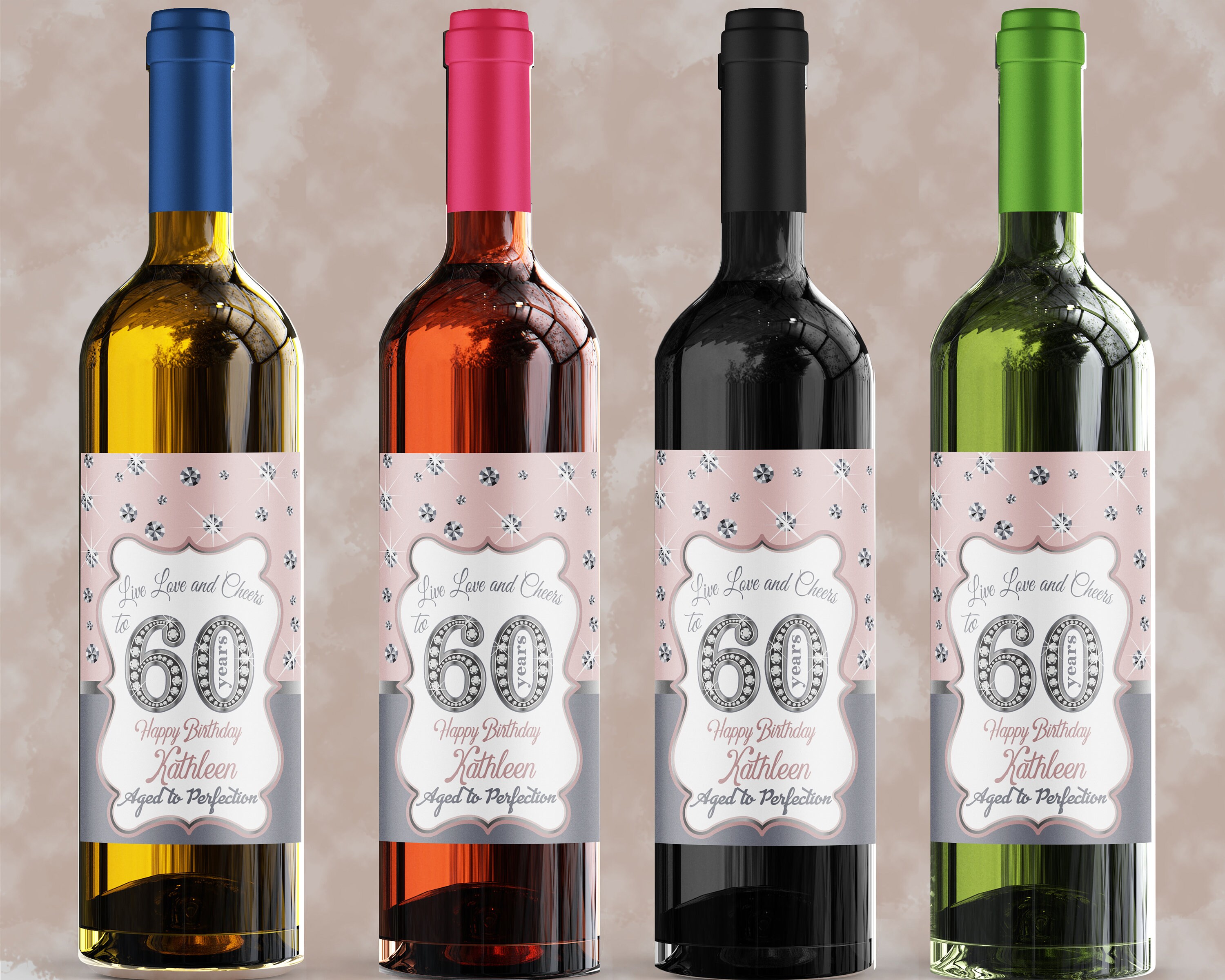 personalized 60th birthday wine labels printable etsy