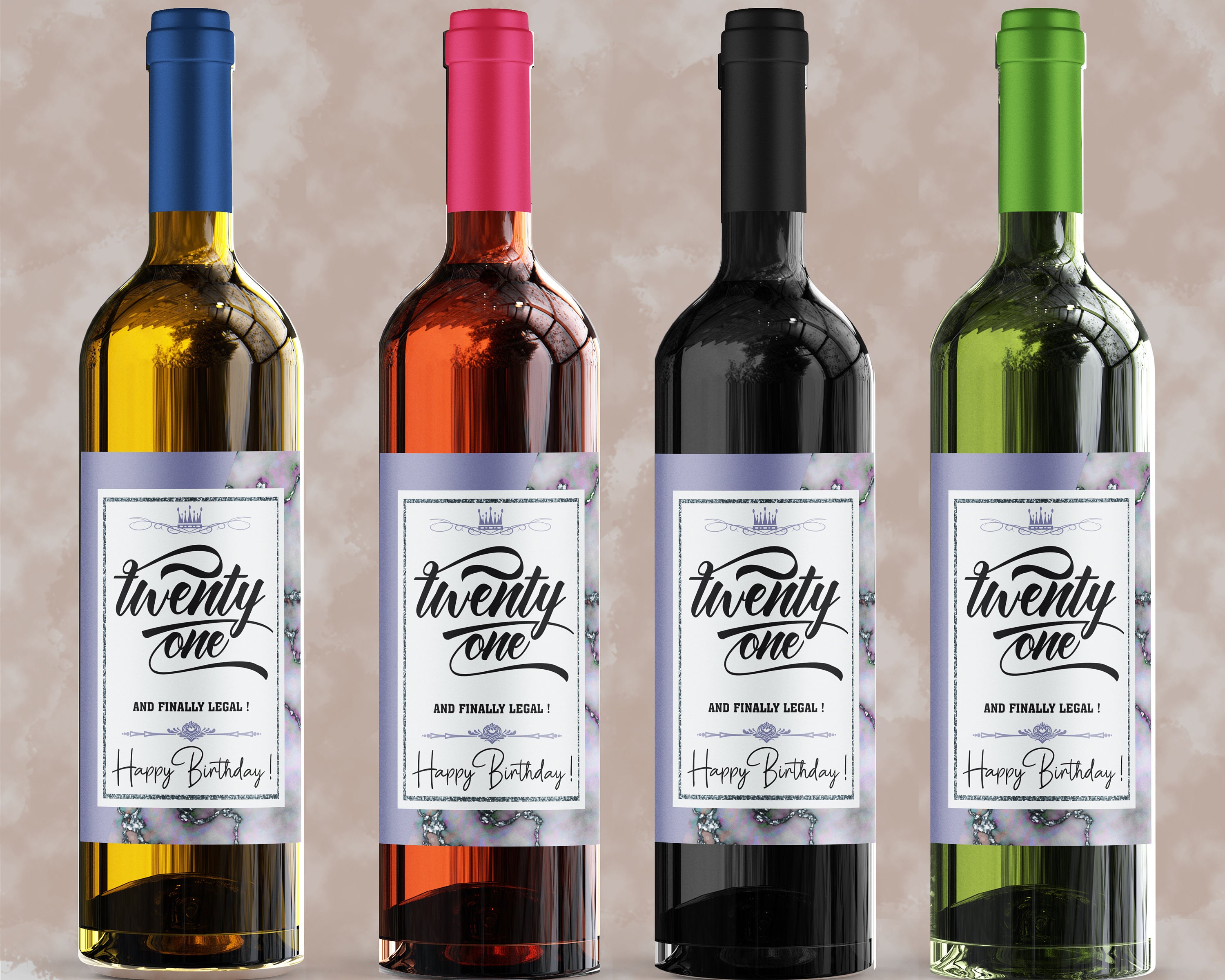 21st birthday wine labels printable instant download etsy