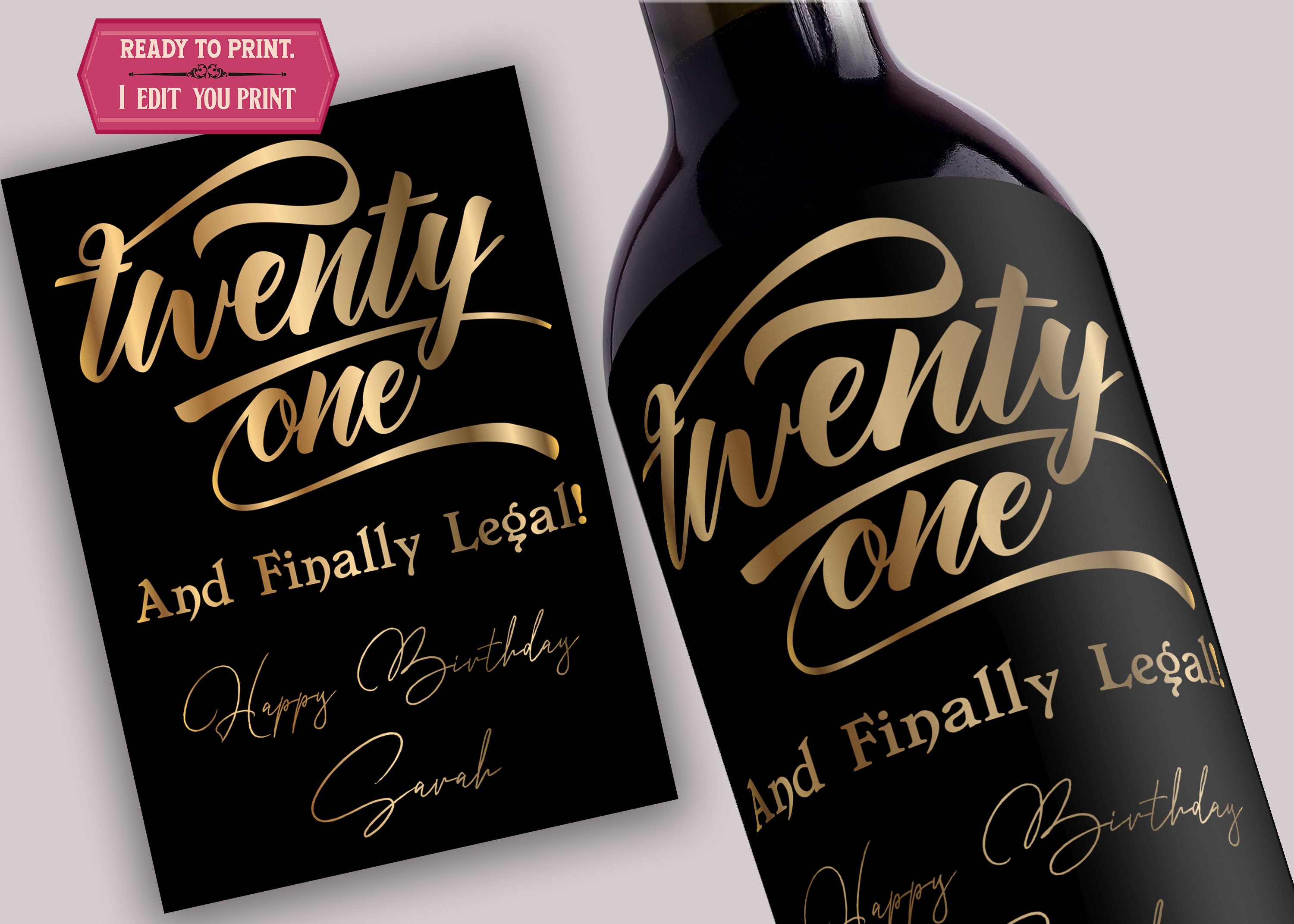 Chic 21st Birthday Wine Label Pack - Birthday Party