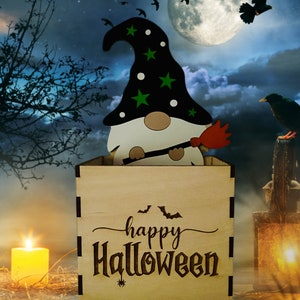 Gnome Candy Box - Halloween Broom - Digital Laser Cut file - Glowforge - SVG files