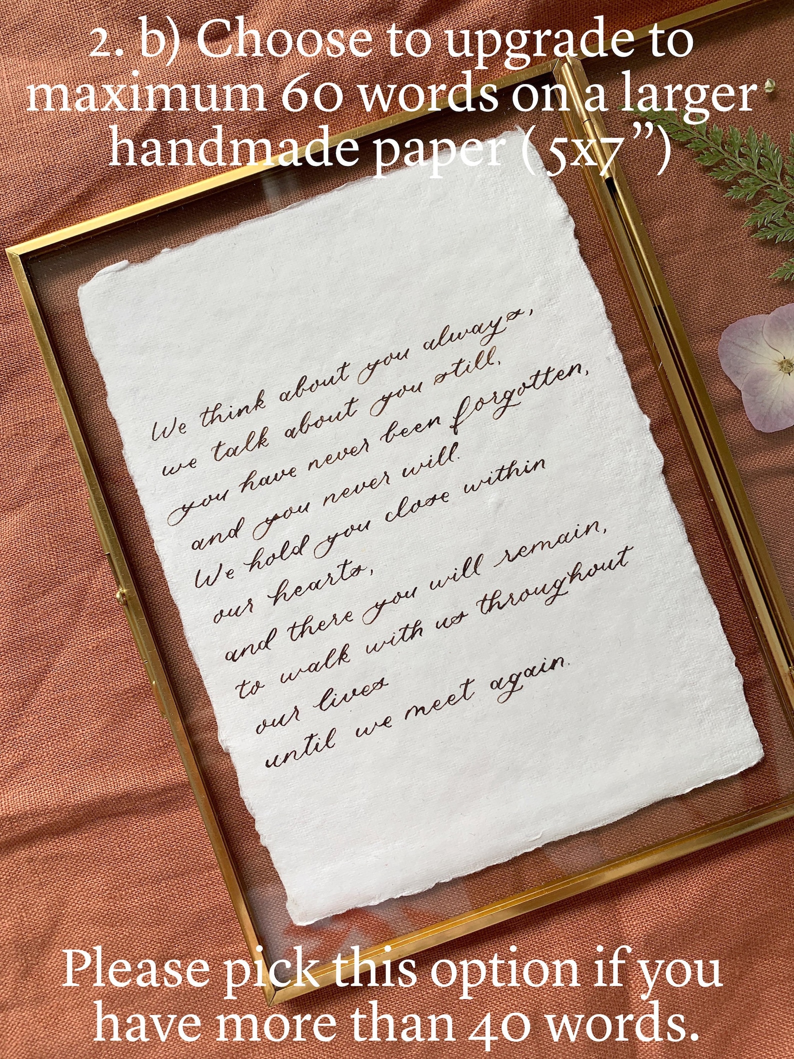 Custom Calligraphy Double Pressed Flower Floating Frame Vintage Flower ...