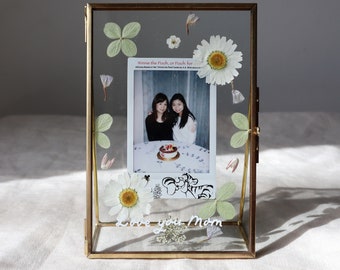 Custom Lettering Pressed Flower Frame Instant Film Photo Display Instax Birthday Gift Gift for Her Anniversary Engagement Mother's Day Gift