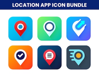 Location App icon Bundle - App store icon - Play store icon -  GPS - App icon SVG - Android app icon - IOS app icon