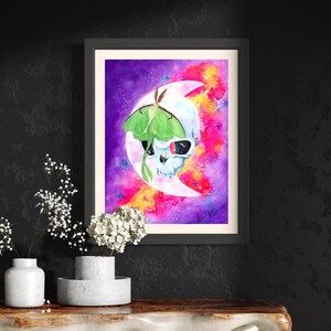 Endungen - Aquarell Druck, Aquarell Schädel, Schädel Geschenke, Schädel Druck, Schädelbild, Schädelmalerei, Luna Motte, Mottenkunst, Makabre Kunst