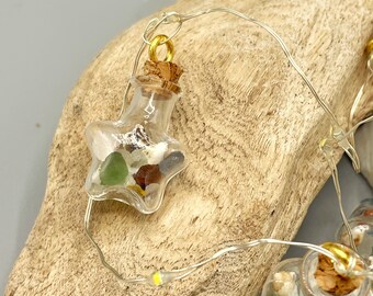 Seaglass String Lights: Copper LED Fairy Lights in Bottles